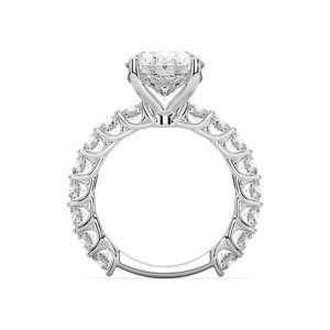 Bague d'éternité en diamant taille ovale et ronde Moissanite de 7.81 carats E-F/VVS-VS (centre 6.00CT) fabriquée en platine pour elle - Product Image 2