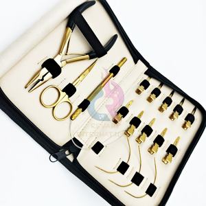 Meilleures ventes, ensemble de pinces attachées à la main en acier inoxydable plaqué or avec logo personnalisé, kit d'outils d'extension de cheveux pour extensions de cheveux humains - Product Image 5