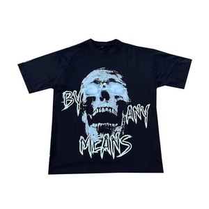 Camiseta extragrande estampada de algodón 100% para hombre, camiseta personalizada Boxy Fit Drop Shoulder High Street Style con camisetas técnicas lavadas - Product Image 3