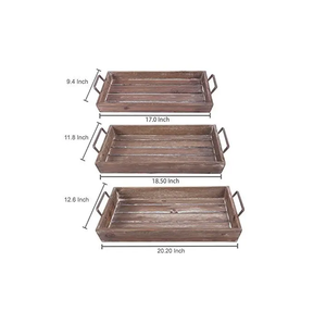 Plateau en bois de manguier de haute qualité avec poignée en métal Plateau de service en bois élégant parfait pour le petit déjeuner, le déjeuner, le dîner, la décoration - Product Image 2