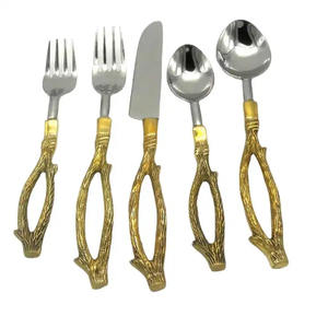 Utensilios de cocina Cubiertos Juego de cubiertos Vajilla Plata Acero inoxidable Regalo creativo Plata Personalizar Cubiertos de metal plateado - Product Image 1