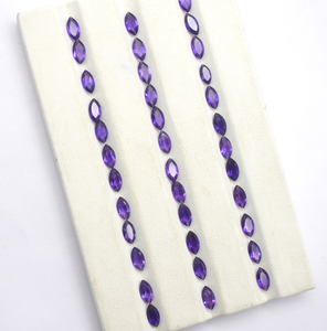 Lot de pierres précieuses améthyste violette naturelle taille marquise, 7x3,5 mm, pierres précieuses naturelles pour la création de bijoux - Product Image 3