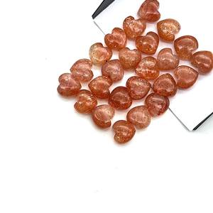 Cuentas de Piedra Preciosa de Briolette en Forma de Corazón de Piedra Solar Roja Talladas a Mano de 8 mm para Joyería - Product Image 2