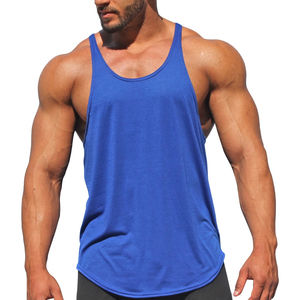 Camiseta sin mangas de gimnasio de corte profundo al por mayor para hombres 2024 ropa deportiva con dobladillo curvo cuerda y Sisa caída diseño de patrón 3D - Product Image 2