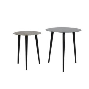 Mesa de centro decorativa de lujo para restaurante, juego de mesa de centro de color negro y Metal con diseño atractivo de alta gama, 2 piezas - Product Image 1