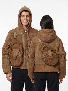 Vêtements de rue, jeans 100% coton, veste à capuche, sac personnalisé, style poche, sweat-shirts multi-usages, sweat-shirts unis, veste - Product Image 3