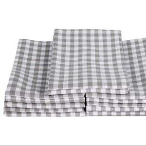 ผ้าขนหนูคอตตอนลายทางสำหรับห้องครัวผ้าคอตตอน100% แห้งเร็วและยั่งยืนสำหรับใช้ในบ้านเทคนิคการทอลายตารางสีฟ้า - Product Image 1
