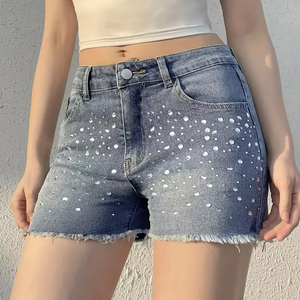 Short en jean de haute qualité pour femmes short en jean uni simple pour femmes pantalon d'été pantalon décontracté fabricant de mode en gros - Product Image 1