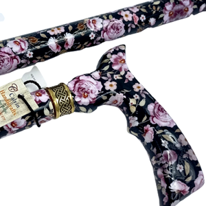 Flor de madera náutica mango colorido bastón en relieve antiguo hecho a mano bastón regalo - Product Image 1