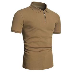 Men <b>Polo</b> Collar Zipper <b>Neck</b> T <b>Shirt</b> Half Sleeve Summer 2025 Men's Collection Cotton Plus Size Solid Pattern Different Color - Product Image 6