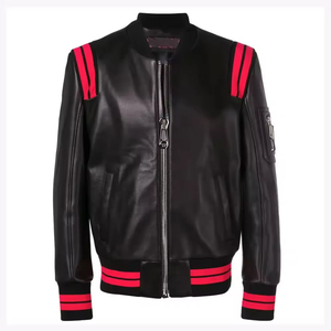 Confortable solide couleur personnalisée Slim Fit taille université veste hommes haut en cuir corps en cuir manches en cuir université veste pour hommes - Product Image 1
