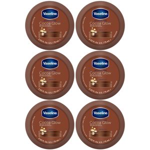Crema Corpo Vaseline Cocoa Glow Confezione da 6 – Crema Idratante al Burro di Cacao Puro 48H <span class=keywords><strong>per</strong></span> <span class=keywords><strong>Pelle</strong></span> Secca, Formato da Viaggio, 75 ml Ciascuno - Product Image 1