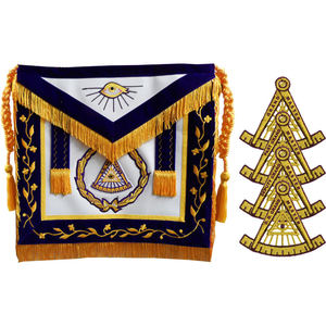 Deluxe Masonic past Grand Master <b>Apron</b> grand lodge Gold Embroidery Blue Fabric - Product Image 2