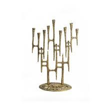menorah kit Stylish Brass Menorah Candle Holder Jewish Hanukkah <b>Lamp</b> Decorative Candle Stand Elegant Home Accent - Product Image 5