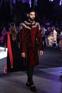 DAZZLING ZARI EMBROIDERY on SHERWANI WITH VELVET FABRIC & ALSO for MATCHING SHOE WITH DRESS for PARTY-WEAR/WEDDING Dress @ 2022 - Product Image 2