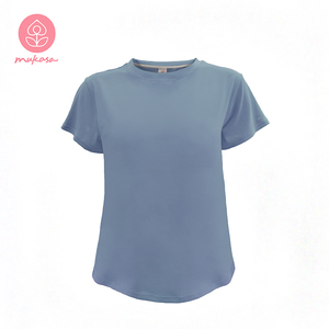 Chemises de yoga simples à manches courtes Mukasa Blue Yoga Wear pour femme - Product Image 5