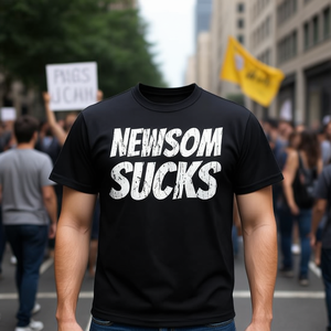 T-shirt anti-governatore Gavin Newsom con design satirico per proteste politiche o espressione personale - Product Image 1
