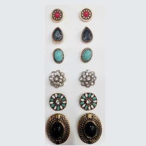 Kriaa Vintage 1312107 pendientes de tuerca de piedra antigua Combo chapado en rodio corte de pera diamante forma de campana pendientes de gota de oro rosa Coral - Product Image 1