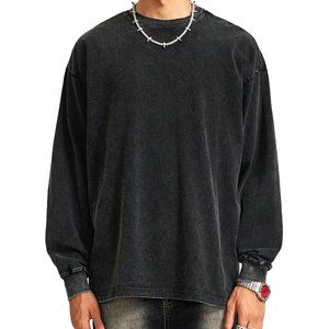 Sweat-shirt personnalisé grande taille pour hommes nouveau design 100% coton motif solide lavage à l'acide anti-rétrécissement col en O tricoté imperméable - Product Image 5