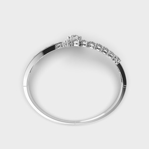 IGI Certified Lab Grown Round & Pear Diamond Floral Swirl Bangle <b>Bracelet</b> in <b>Solid</b> 925 Sterling <b>Silver</b> - Product Image 3