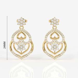 ต่างหูห้อยประดับเพชรโมอิสซาไนต์ทรงหัวใจ ดีไซน์เก๋ ทอง 18K - Product Image 4