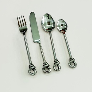 Silver Mirror Polished Handmade Design Twisted Flatware <b>Sets</b> handmade half twist handle <b>Cutlery</b> <b>Set</b> - Product Image 2