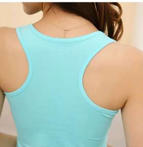 95% algodón 5% Spandex logotipo personalizado Racerback mujeres camiseta sin mangas - Product Image 2