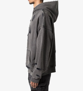 Wholesale 2025 Heavyweight Washed <b>Hoodies</b> <b>for</b> Men High Quality Fleece Cotton Vintage Distressed Acid Wash Pull Design <b>for</b> Winter - Product Image 2