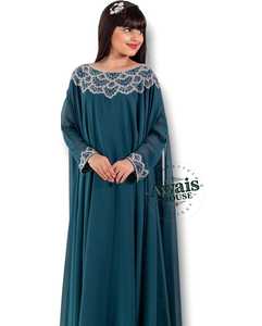 Ensemble de 2 pièces de luxe en gros pour femmes musulmanes, robe modeste simple à perles, robe de fête, robe de mariage, design orné, broderie ouverte, kaftan - Product Image 2