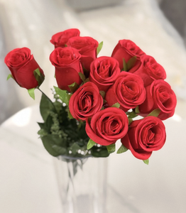 Bouquet di rose artificiali in seta, fiori rotondi rosa realistici per decorazioni domestiche e matrimoni - Product Image 3