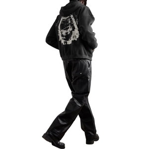 Sudadera con capucha de algodón estampada a la moda para hombre, sudadera informal de invierno con logotipo frontal elegante, sudaderas con capucha cálidas al por mayor - Product Image 3