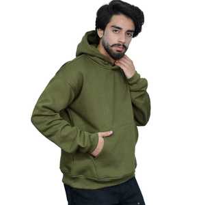 Felpe con cappuccio in cotone 100% con stampa e tinta unita felpe da uomo caldo stile invernale abbigliamento alla moda in verde oliva - Product Image 4