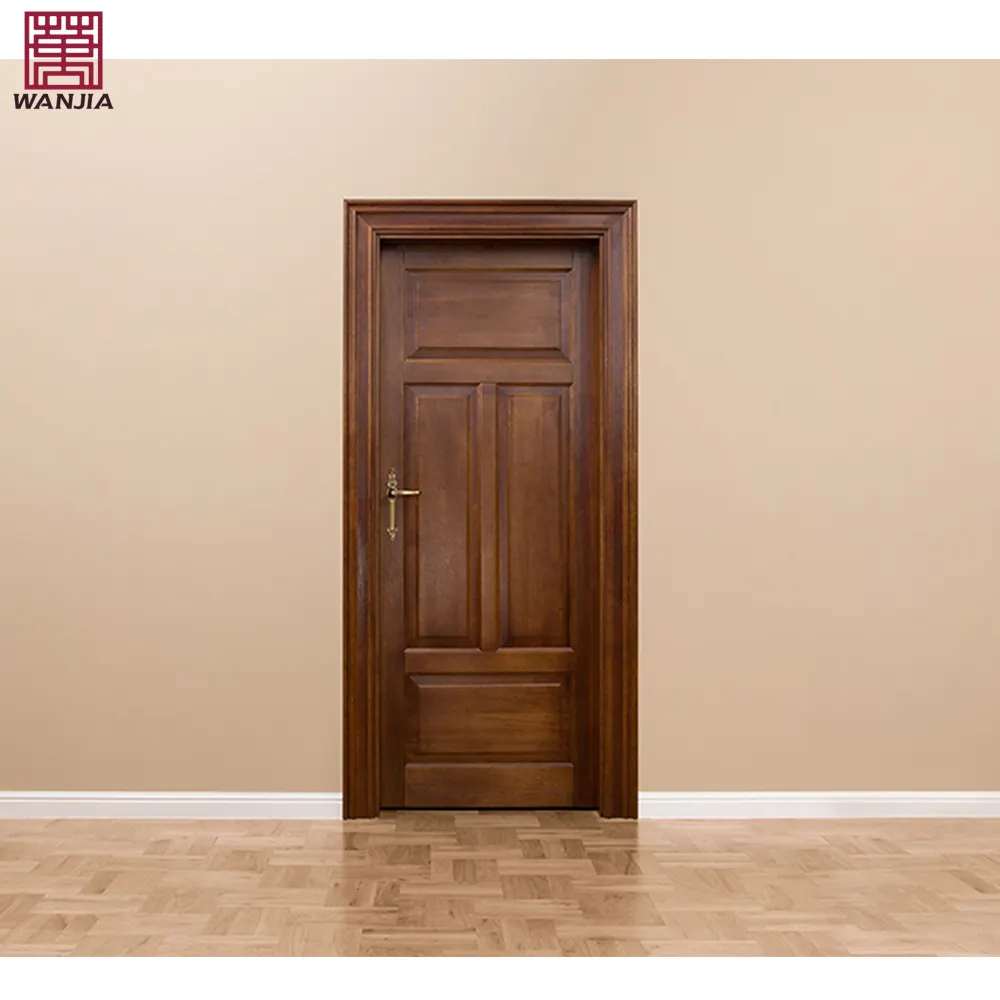 WANJIA Modern Wooden Door Custom Bedroom Single Solid Wood Doors Wooden Internal Doors