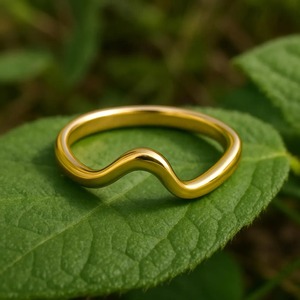 Banda curva minimalista ondulada chapada en Plata de Ley 925 auténtica, joyería Unisex moderna, anillo de apilamiento inspirado en el océano hecho a mano, regalo - Product Image 6