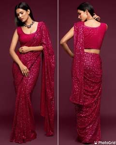 Nouveau concepteur moderne indien qualité d'exportation bon prix soutien/adulte Georgette Saree Blouse avec séquence de travail au taux le plus bas - Product Image 3