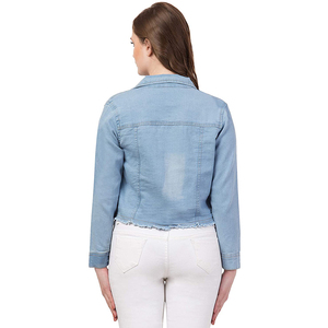Veste en jean d'hiver personnalisée pour femme, col rabattu standard, délavée, écologique, respirante, réversible, style urbain, coupe basse - Product Image 2
