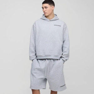 2025 Twin Set Shorts and Hoodie Sets 100% Cotton Puff Printing Logo Oversized Twin Set para hombres - Product Image 1