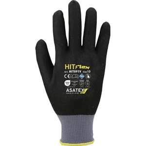 Safety <b>Gloves</b> Hit Flex V Size 9 Black/Grey Polyamide-Elastane EN 388 Category II ASATEX-Pack of 12 - Product Image 1