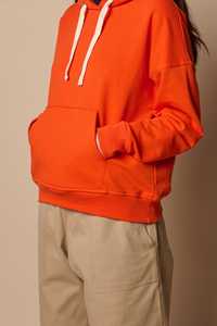 Sudadera con capucha fluorescente hecha a medida para mujer, camisa informal de gran tamaño de polialgodón rojo llama, ropa deportiva, Sudadera con capucha para adolescentes - Product Image 3