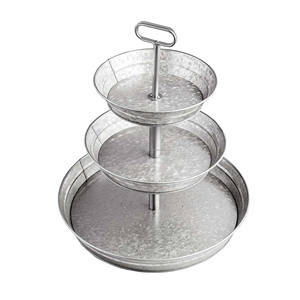High Quality <b>Three</b>-<b>Tier</b> Galvanized Round <b>Cake</b> <b>Stand</b> Metal Product for Displaying <b>Cakes</b> Pastries Desserts - Product Image 1