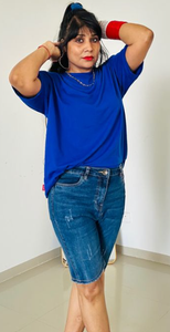 T-shirt uni en coton à col rond coréen personnalisé d'été pour les femmes Nouveau T-Shirt ample décontracté surdimensionné T-shirts solides de grande taille Bangladesh - Product Image 5