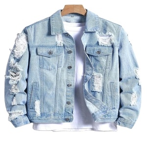 Veste en toile de haute qualité avec logo personnalisé pour hommes Veste en jean tendance d'automne Veste baggy en jean avec broderie personnalisée pour hommes - Product Image 1