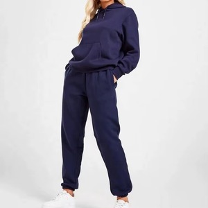 Conjunto de sudadera con capucha y pantalones de chándal de gran tamaño para mujer, chándal de lana de invierno personalizado unisex - Product Image 1