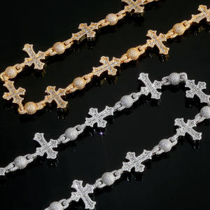 नूओया ने जिरकॉन पैंट चेन 18 मिमी सिल्वर प्लाई क्रॉस और गोल बेड डिजाइन और डायमंड फाइन गहने - Product Image 4