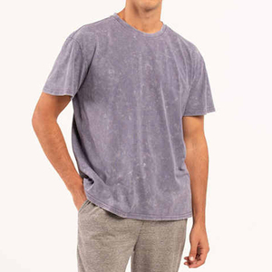 Camiseta 100% de algodón personalizada, nuevo diseño, lavado ácido, de gran tamaño, para hombre, patrón sólido, estilo Hip Hop, lavado ácido liso, camisetas para hombre - Product Image 1