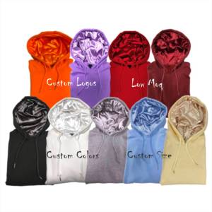 Sudadera con capucha personalizada de tejido de felpa para mujer con forro de satén y logotipo estampado sudadera informal de invierno en talla XL al por mayor - Product Image 2