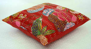 Square Pillow Cases Farmhouse Decorative <b>Cushion</b> <b>Covers</b> With Zipper Boho <b>Cushions</b> <b>Cover</b> Kantha Pillows case 16X16 Inches - Product Image 6
