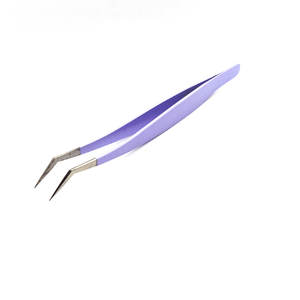 Pinzas de pestañas personalizadas Pinzas de volumen Pinzas de pestañas recubiertas de color púrpura Volumen falso 45 grados - Product Image 5