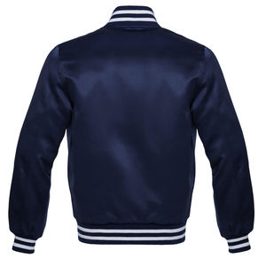 Venta caliente 100% poliéster tejido de punto satén bombardero béisbol chaqueta universitaria para hombres mujeres bordado personalizado Logo Casual - Product Image 4