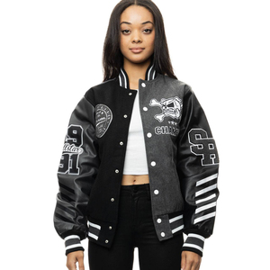 Veste universitaire personnalisée en streetwear avec broderie de patchs, manches en cuir, mélange de laine, unisexe, style Letterman, veste bomber, veste de baseball - Product Image 6